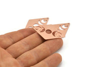 Copper Diamond Charm, 6 Raw Copper Moon Charms With 1 Hole, Rhombus Blanks (40x26x0.80mm) M01539