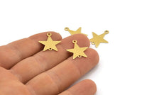 Brass Star Charm, 50 Raw Brass Star Charms With 2 Holes (18x15x0.40mm) A1984