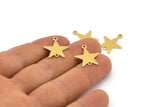 Brass Star Charm, 50 Raw Brass Star Charms With 2 Holes (18x15x0.40mm) A1984