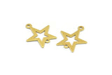 Brass Star Charm, 50 Raw Brass Star Charms With 2 Holes (18x15x0.40mm) A1985