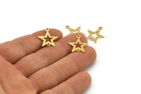 Brass Star Charm, 50 Raw Brass Star Charms With 2 Holes (18x15x0.40mm) A1985