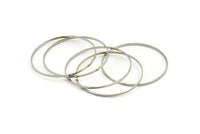 Silver Circle Connectors, 6 Silver Tone Brass Circle Connectors (50x1.7x0.8mm) E060 H1279