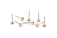 Copper Round Earring, 12 Raw Copper Round Earring Studs (4x0.80mm) A2089