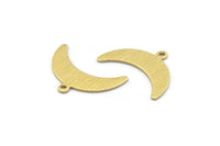 Brass Moon Charm, 12 Textured Raw Brass Crescent Moon Charms With 1 Loop (10x25x0.80mm) A1721