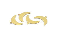 Brass Moon Charm, 12 Textured Raw Brass Crescent Moon Charms With 1 Loop (10x25x0.80mm) A1721