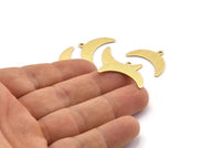 Brass Moon Charm, 12 Textured Raw Brass Crescent Moon Charms With 1 Loop (10x25x0.80mm) A1721