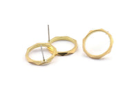 Brass Circle Earring, 4 Raw Brass Circle Stud Earrings (18mm) N0499 A2068