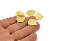 Brass D Shape, 24 Textured Raw Brass D Shape Charms With 1 Hole, Brass Blanks (16x17x0.50mm) M01151