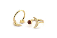 Gold Ring Settings, Gold Plated Brass Moon And Planet Ring With 1 Stone Setting - Pad Size 5mm N0821 Q0348