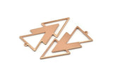 Rose Gold Triangle Charm, 2 Rose Gold Plated Brass Triangle Charms With 1 Loop (49x21x1mm) M01112 Q0710