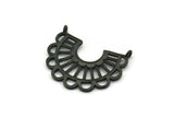 Black Charm, 2 Oxidized Black Brass,  Semi Circle Charm, Black Pendants With 2 Loops (30x24.5x1.1mm) E242 E1129