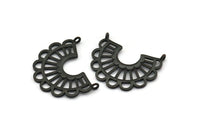 Black Charm, 2 Oxidized Black Brass,  Semi Circle Charm, Black Pendants With 2 Loops (30x24.5x1.1mm) E242 E1129