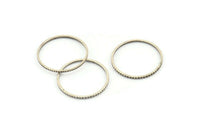 Silver Circle Connectors, 24 Textured Antique Silver Plated Circle Connectors (19x0.8x1mm) BS 2070