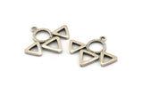 Silver Triangle Charm, 2 Antique Silver Plated Brass Triangle Charms With 1 Loop (27x31.5x2mm) BS 1981