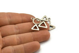 Silver Triangle Charm, 2 Antique Silver Plated Brass Triangle Charms With 1 Loop (27x31.5x2mm) BS 1981