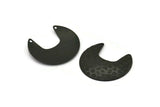 Black Moon Charm, 4 Textured Oxidized Black Brass Moon Charms With 2 Holes (33x30x0.60mm) D0767