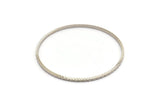 61mm Circle Connectors - 4 Textured Silver Tone Brass Circle Connectors (61x2x2mm) D1478 H0499