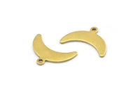 Brass Moon Charm, 24 Raw Brass Crescent Moon Charms With 1 Loop (9x20x0.80mm) A2101