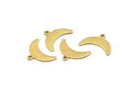 Brass Moon Charm, 24 Raw Brass Crescent Moon Charms With 1 Loop (9x20x0.80mm) A2101