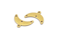 Brass Moon Charm, 24 Raw Brass Crescent Moon Charms With 1 Loop And 3 Holes (9x20x0.80mm) A2104