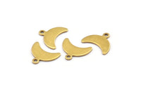 Brass Moon Charm, 24 Raw Brass Crescent Moon Charms With 1 Loop (9x15x0.80mm) A2105