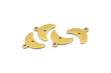 Brass Moon Charm, 24 Raw Brass Crescent Moon Charms With 1 Loop And 1 Hole (9x15x0.80mm) A2106