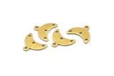 Brass Moon Charm, 24 Raw Brass Crescent Moon Charms With 1 Loop And 3 Holes (9x15x0.80mm) A2108