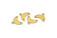 Brass Moon Charm, 24 Textured Raw Brass Crescent Moon Charms With 1 Loop And 2 Holes (9x15x0.80mm) A2109