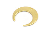 Gold Moon Charm, 2 Gold Plated Brass Crescent Moon Charms With 2 Holes, Connectors (30x28x0.80mm) A1430