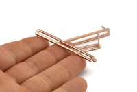 Rose Gold Stick Earring, 2 Rose Gold Plated Brass Stick Stud Earrings With 1 Loop (53x6x1.2mm) D1159 A1416 Q0709