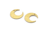 Brass Moon Charm, 12 Textured Raw Brass Crescent Moon Charms With 1 Hole (14x13.5x0.80mm) M01785