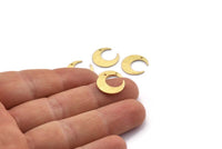 Brass Moon Charm, 12 Textured Raw Brass Crescent Moon Charms With 1 Hole (14x13.5x0.80mm) M01785