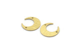 Brass Moon Charm, 12 Textured Raw Brass Crescent Moon Charms With 2 Holes (14x13.5x0.80mm) M01786