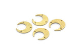 Brass Moon Charm, 12 Textured Raw Brass Crescent Moon Charms With 3 Holes (14x13.5x0.80mm) M01787