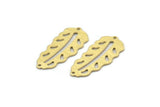 Brass Leaf Charm, 8 Textured Raw Brass Leaf Charms With 2 Holes, Leaf Charm Earrings (30x13x0.80mm) M01818