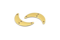 Brass Moon Charm, 12 Raw Brass Crescent Moon Charms With 4 Holes, Findings, Connectors (25x13x1mm) A2132