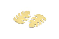 Brass Leaf Charm, 8 Raw Brass Leaf Charms With 1 Hole, Leaf Charm Earrings (30x20x0.80mm) M01730