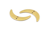 Brass Moon Charm, 12 Raw Brass Crescent Moon Charms With 2 Holes (30x7x0.80mm) A2125