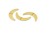 Brass Moon Charm, 12 Raw Brass Crescent Moon Charms With 2 Holes (30x7x0.80mm) A2125