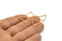 Gold Triangle Ring, 12 Gold Plated Brass Triangle Rings, Charms (17x17x17mm) Bs-1123