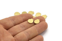 Brass Round Tag, 50 Textured Raw Brass Round Stamping Blanks, Findings (10x9x0.80mm) M01587