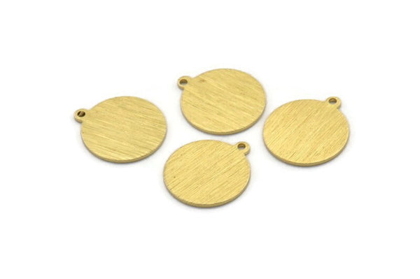 Brass Cabochon Tag, 24 Textured Raw Brass Round Charms With 1 Loop, Stamping Tags (16x14x0.80mm) M01584