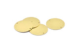 Brass Round Charm, 6 Raw Brass Round Charms With 2 Holes, Connectors (30x0.80mm) M01581