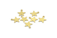 Brass Star Charm, 50 Textured Raw Brass Star Charms With 1 Loop (14x13x0.80mm) M01579