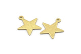 Brass Star Charm, 24 Textured Raw Brass Star Charms With 1 Loop (18x16x0.80mm) M01578