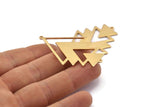 Gold Triangle Charm, Gold Plated Brass Tree Charms With 2 Loops (51x33x1mm) M01219