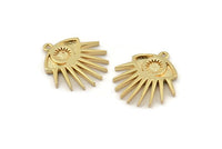 Gold Eye Charm, Gold Plated Brass Eye Charms With 1 Loop, Pendants (24x22x2mm) N1459