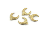 Gold Moon Charm, 4 Textured Gold Plated Brass Horn Charms, Pendant, Jewelry Finding (12x3.50x3mm) N0305 H0158