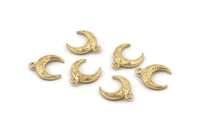 Gold Moon Charm, 4 Textured Gold Plated Brass Horn Charms, Pendant, Jewelry Finding (12x3.50x3mm) N0305 H0158