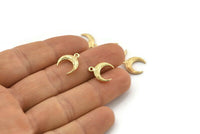 Gold Moon Charm, 4 Textured Gold Plated Brass Horn Charms, Pendant, Jewelry Finding (12x3.50x3mm) N0305 H0158